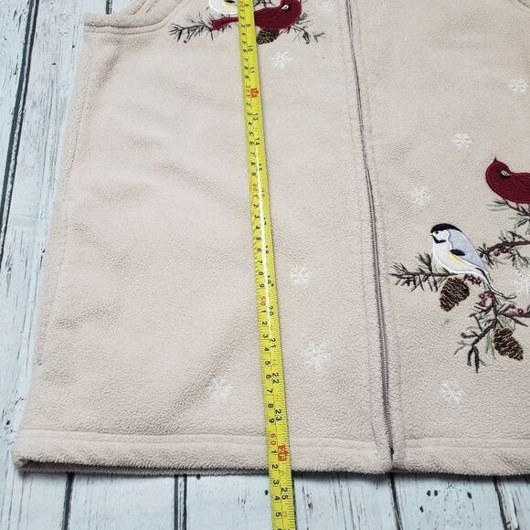Vintage Beige Embroidered Fleece Vest Embroidery granny cottagecore - Picture 6 of 8